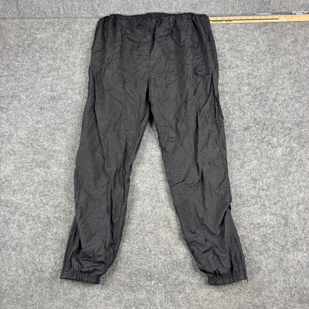 Reebok Track Pants Mens Size XL Black Vintage Nylon Windbreaker Joggers Elastic